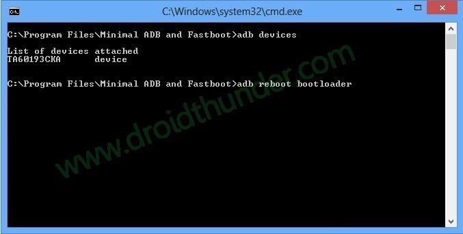 Install TWRP on OnePlus 8 CMD window adb reboot bootloader code