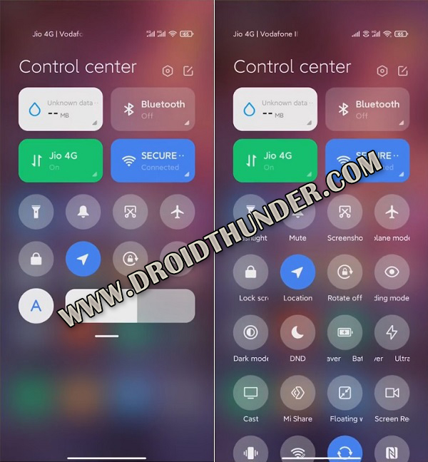 MIUI 12 Control Center screenshot 1