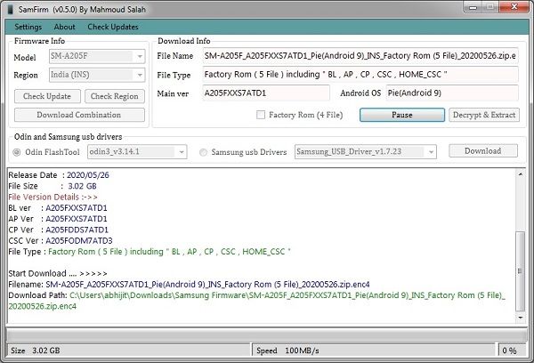 SamFirm Tool Downloading File