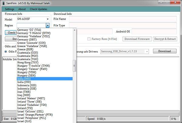 SamFirm v0.5.0 Tool Region Code