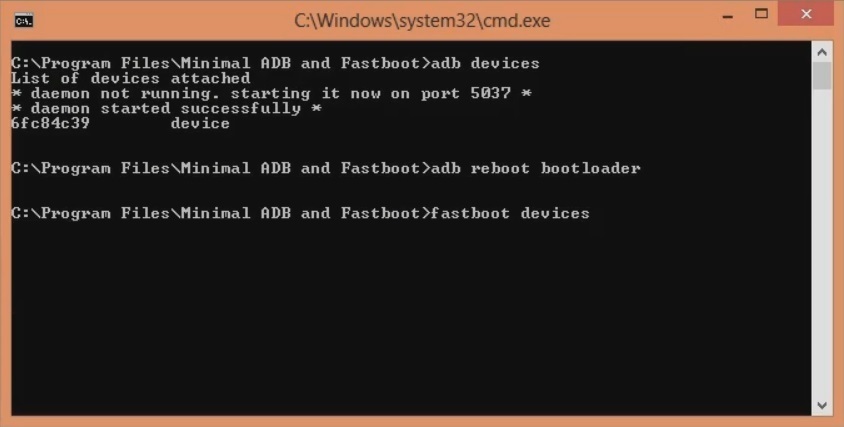 Unlock Bootloader of OnePlus 8 cmd window fastboot devices screenshot 8