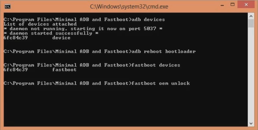 Unlock Bootloader of OnePlus 8 cmd window fastboot oem unlock screenshot 10
