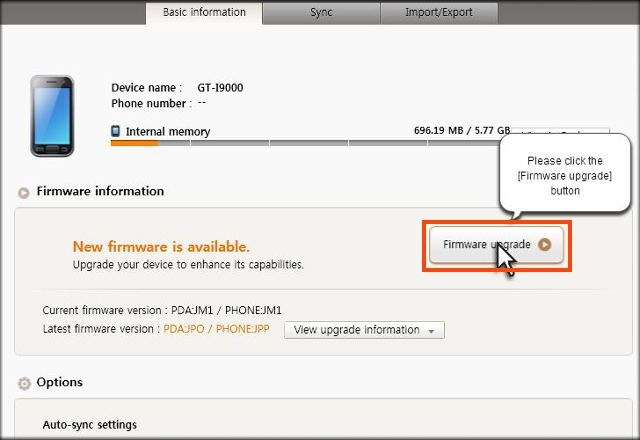 Upgrade Firmware using Samsung Kies Tool