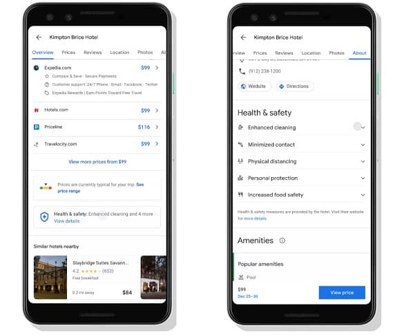 Google Covid Safety measures on Hotel Listings