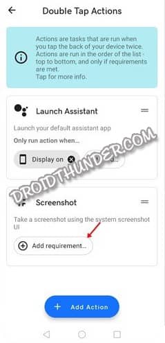 Double Tap Actions Add Requirement Screenshot