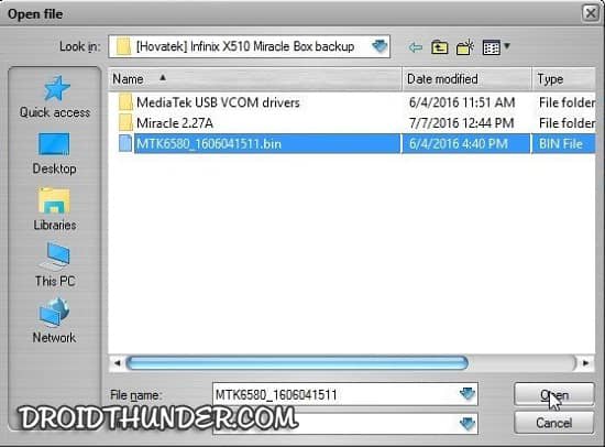 Flash Mediatek Firmware using Miracle Box Select BIN File