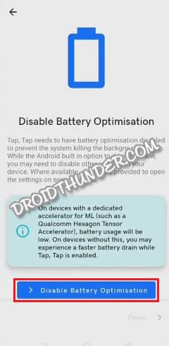 Tap Tap Disable Battery Optimization