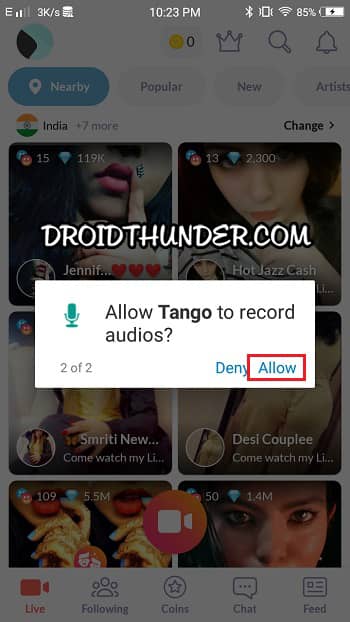 Allow Tango to Record Audios and Earn Money Online