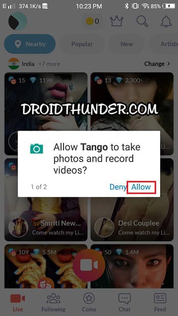 Allow Tango to Record Videos and Earn Money Online
