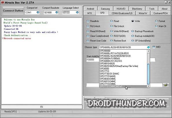 Flash Spreadtrum Firmware using Miracle Box Boot Select