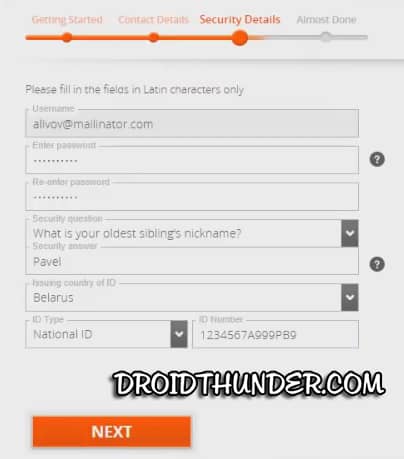 Payoneer Sign Up Security Details