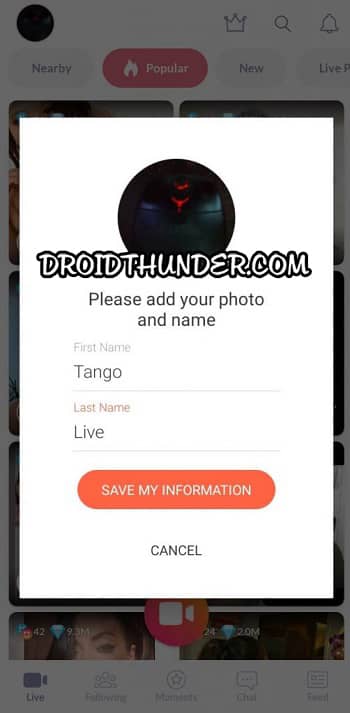 Set Display Picture and Name on Tango