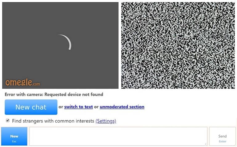 Omegle Error with Camera