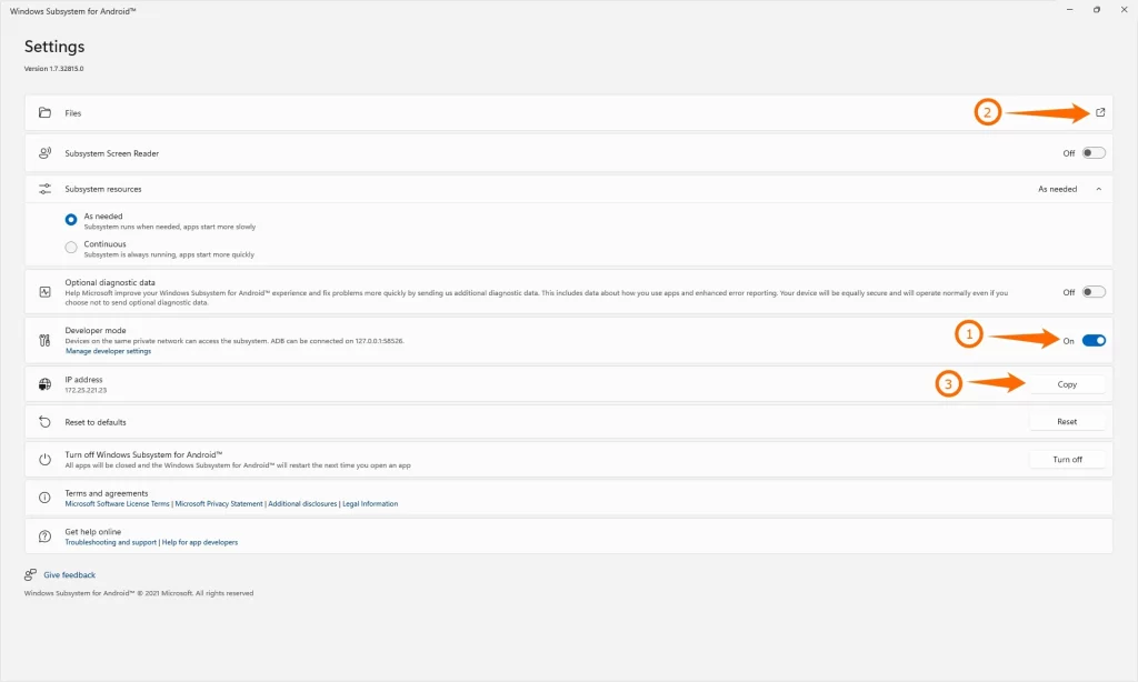 Windows Subsystem for Android Interface