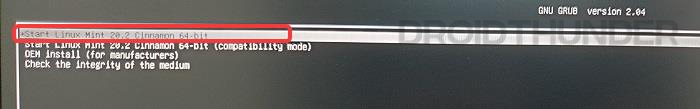 Linux Mint Boot Menu