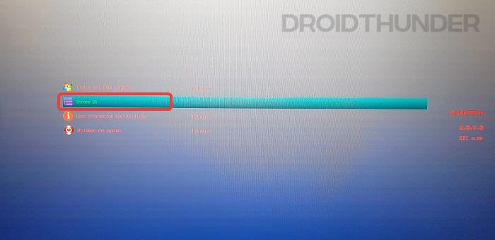 Selecting Chrome OS from the Grub2Win menu