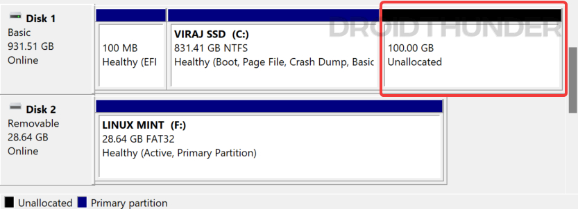 HDD SSD Unallocated Space