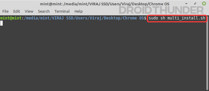 Linux command to install Chrome OS on Windows partition