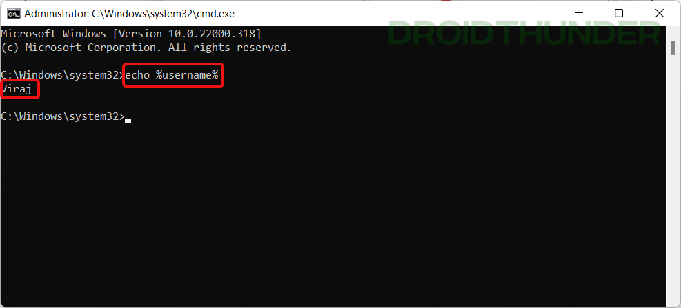 get Username from Command prompt