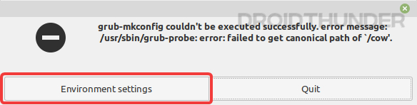image showing grub-install: error: failed to get canonical path of '/cow' error