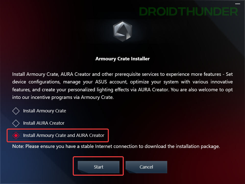 Install Armoury Crate and AURA Creator on ROG TUF Gaming laptops