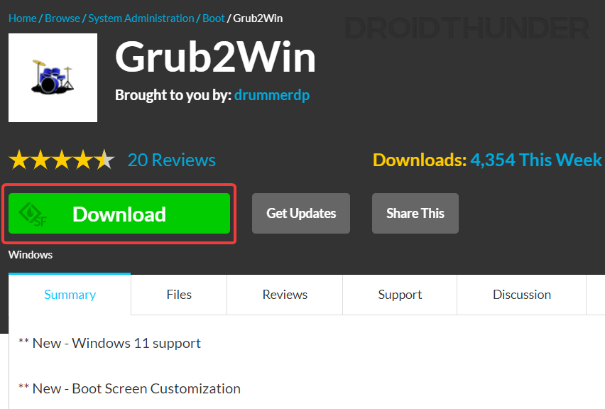 Grub2Win download page