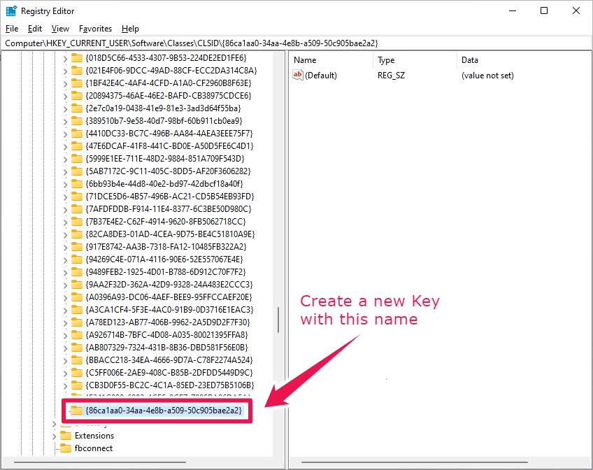 Naming new CLSID key