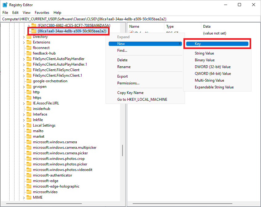 Creating new key to disable Windows 11 Context menu