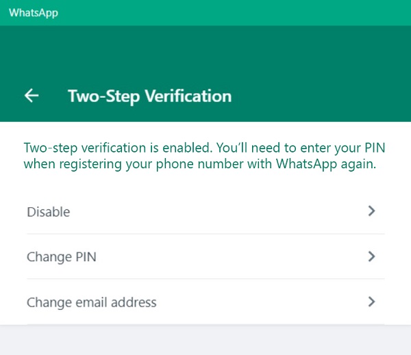 WhatsApp two-step verification for Desktop users