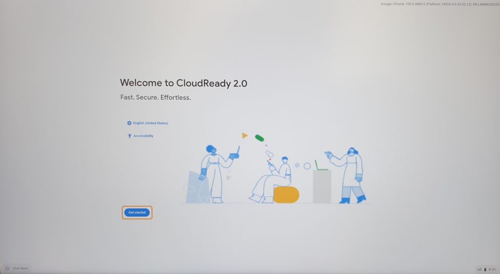 Welcome to CloudReady 2.0 Screen
