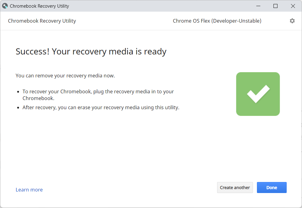 Chrome OS Flex flashed Successfully on Pendrive