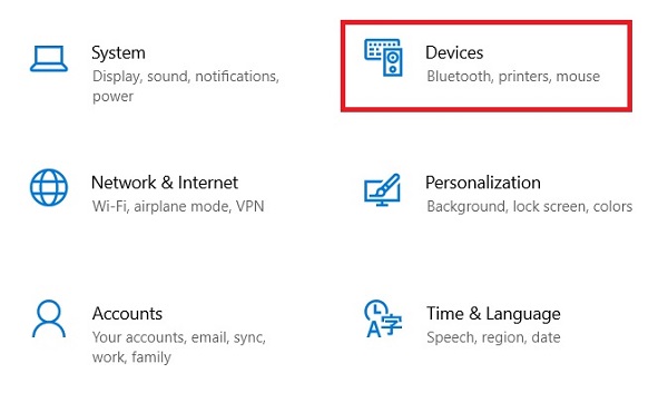 Windows 10 Devices Settings