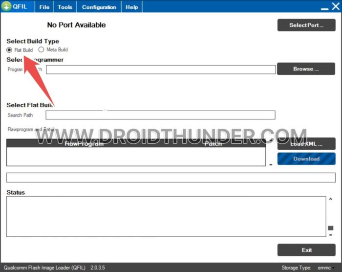 Select Flat Build Type in QFIL Tool