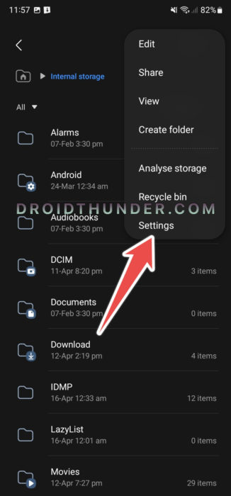 File manager settings