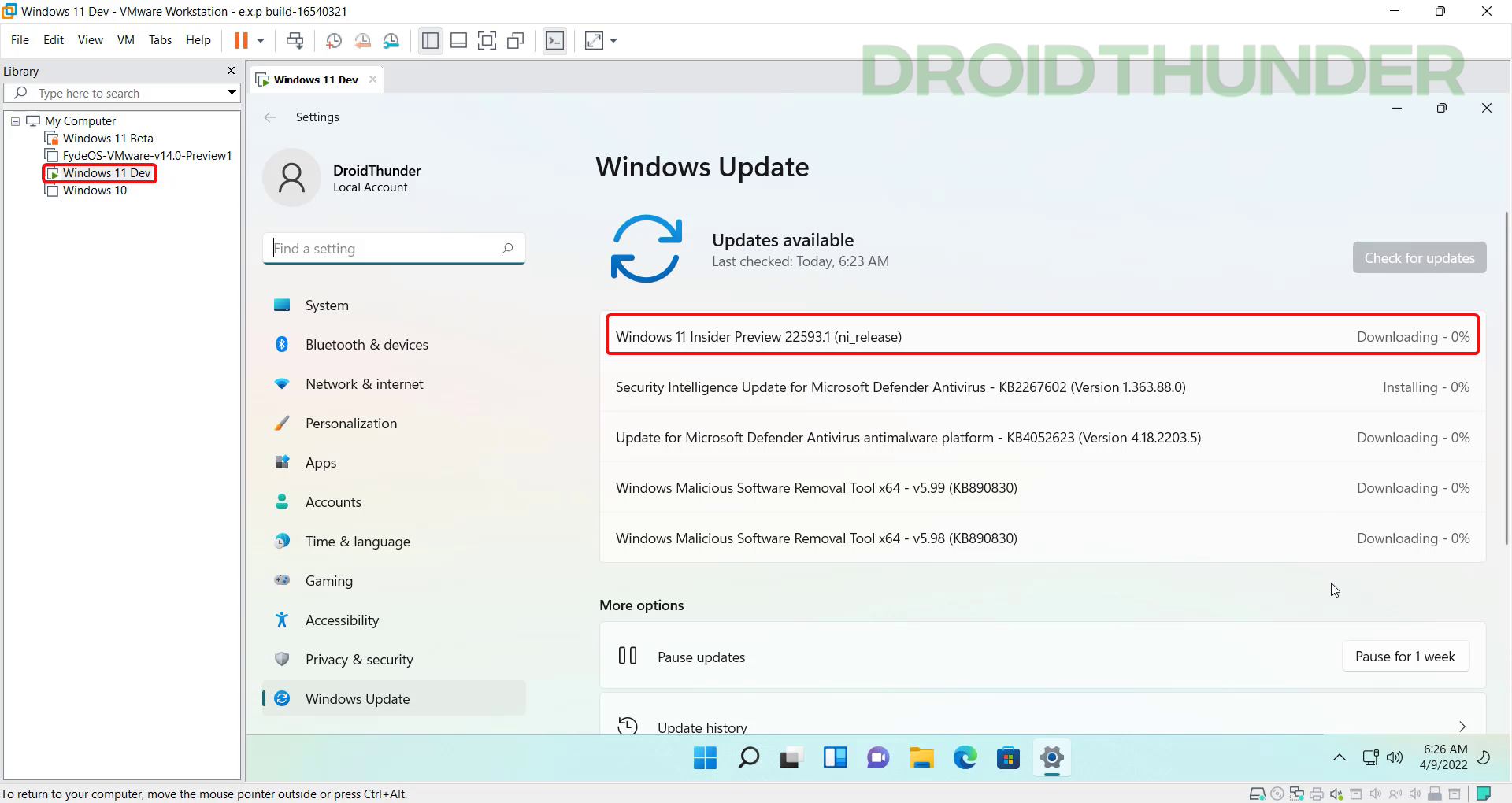 Windows Update on Windows 11 Virtual Machine