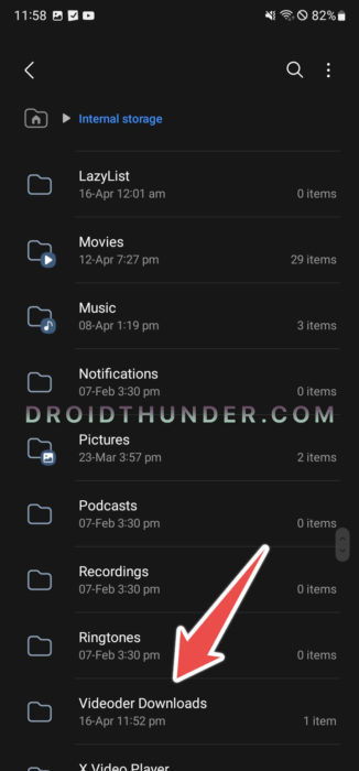 Videoder downloads folder