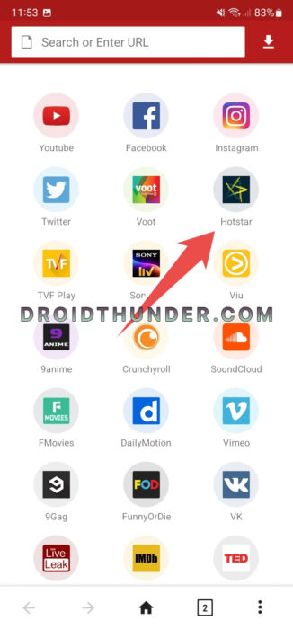 Open Hotstar in Videoder app