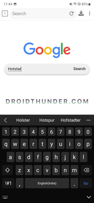 Search Hotstar in 1DM app
