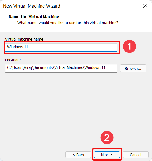 Change Virtual Machine name to Windows 11