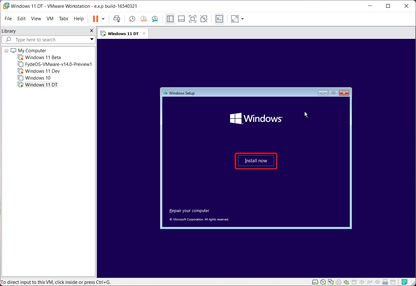 Windows 11 Install Now Menu