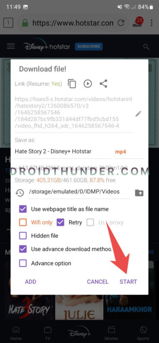 Download video from Hotstar with 1DM+ app