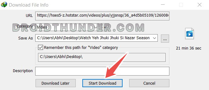 Download Hotstar video using IDM