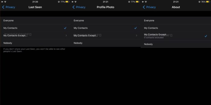 WhatsApp Beta for iOS tests hide last seen, profile photo and about info
