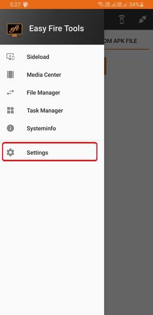 Open Easy Fire Tools Settings