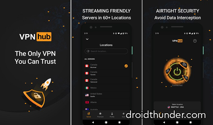 VPNhub app for Android
