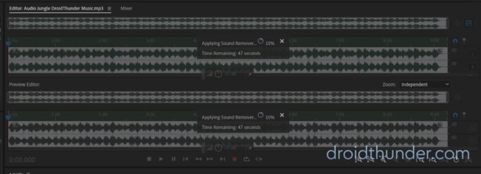 Adobe Audition Sound Remover process starts