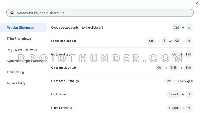 All Chromebook Shortcuts