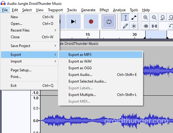 Audacity Audio Jungle Watermark sound removal Export as Mp3