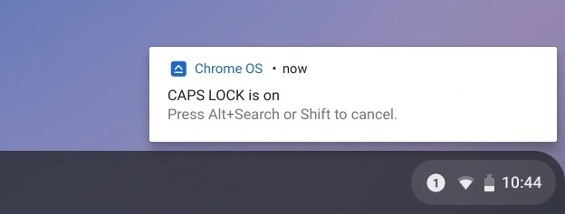 Caps lock on in Chromebook