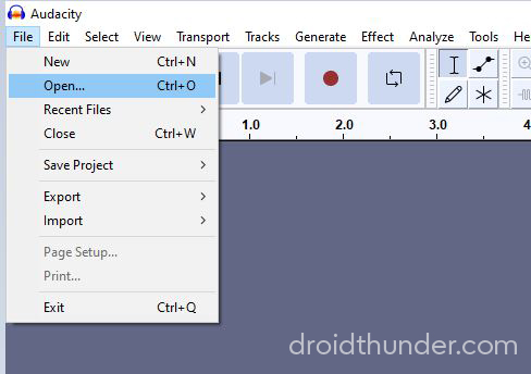 Open Audio Jungle file with Watermark in Audacity